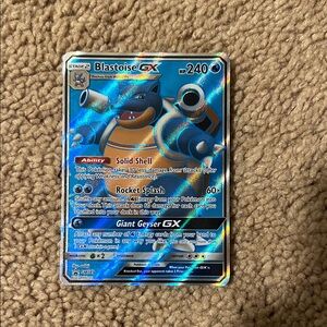 Pokemon Blastoise GX Blue Holo Trading Card